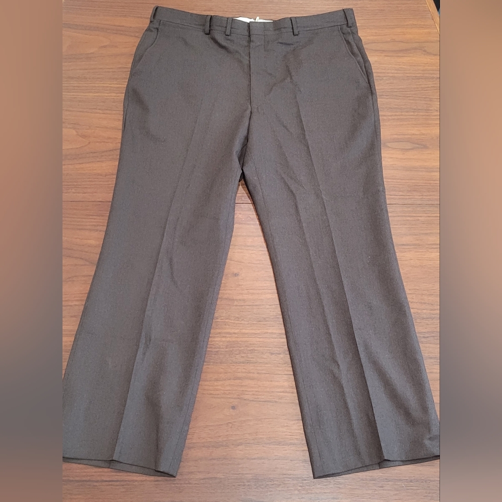 Vintage Manor Slacks Pants Trousers 38x29 Straight Leg Brown Wool USA Made